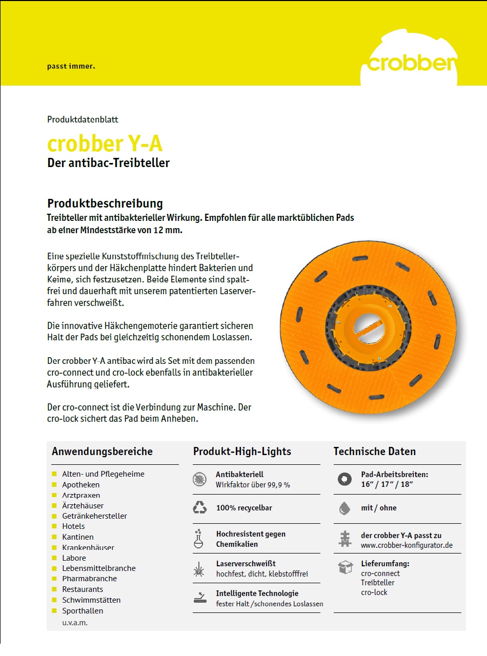 crobber Y - A antibac držiak padov pre podlahové umývacie stroje. RESTORESHOP.SK